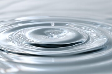 Mesmerizing droplet creates concentric circles, evoking tranquility. The water's surface reflects light, enhancing the scene's calming effect.