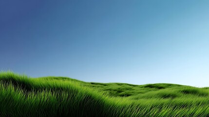 Obraz premium Green lawn and blue sky image