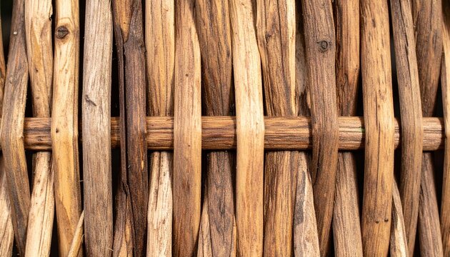 Close-up of woven wicker texture, natural and intricate pattern.