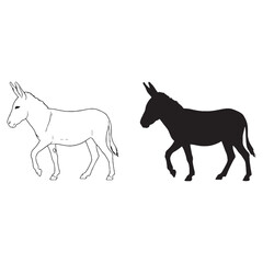 The Donkey Design - Crisp Silhouette - Precise Lineart - Donkey silhouette - Donkey lineart - Donkey vector - vector set of Donkey

