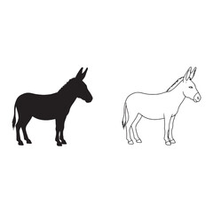 A Donkey Art Duo - Farm Essence - Light Frame - Donkey silhouette - Donkey lineart - Donkey vector - vector set of Donkey

