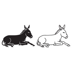 The Donkey Form Presentation - Robust Build - Quiet Spirit - Donkey silhouette - Donkey lineart - Donkey vector - vector set of Donkey

