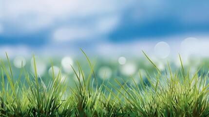 Green lawn and blue sky image