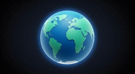 Fototapeta premium Blue and green globe glows in the dark. Use it for presentations, science, or educational materials.