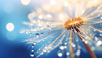Dew-kissed dandelion seed head, bokeh background