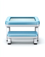 Contemporary Step Stool: A clean, modern step stool featuring a light blue and white design, showcasing a blend of functionality and minimalist aesthetics.