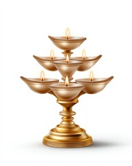 Golden Oil Lamps of Light: A close-up shot of intricately designed, golden oil lamps, their flames dancing brightly, evoking a sense of peace and spirituality.
