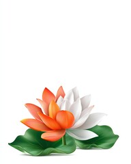 Lotus Flower in Bloom: A vibrant lotus flower, symbolizing purity and enlightenment, blossoms, with its delicate petals and lush green foliage.