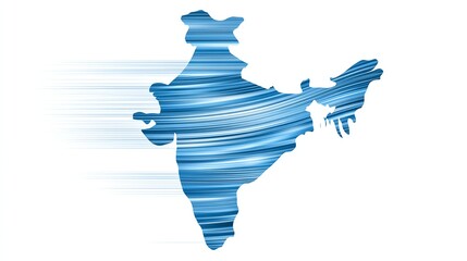 India's Digital Landscape: An abstract depiction of India's shape with dynamic, flowing lines, representing progress and technological advancement. The image is a metaphor for growth, innovation.