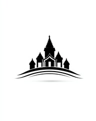 Temple Silhouette: A striking silhouette of a temple stands majestically against a minimalist backdrop, its intricate design highlighting architectural grace.
