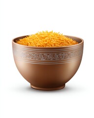 Golden Grains: A beautifully presented bowl of golden rice, a staple food, ready to grace the table.