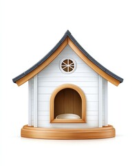 Doghouse: A charming doghouse with a classic design, featuring a cozy arched entrance and a round window, perfect for a pet's sanctuary.