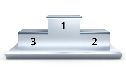 Victory Stand: A photorealistic podium with three levels for first, second, and third place in a competition. A symbol of honor and prestige.