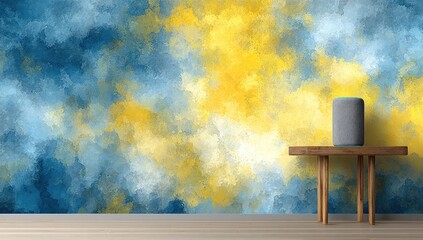 Abstract wall art with a speaker