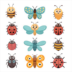 Obraz premium set of cartoon insects