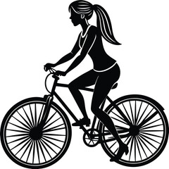 Obraz premium Silhouette of a woman riding a bicycle, showcasing a sporty and active lifestyle.