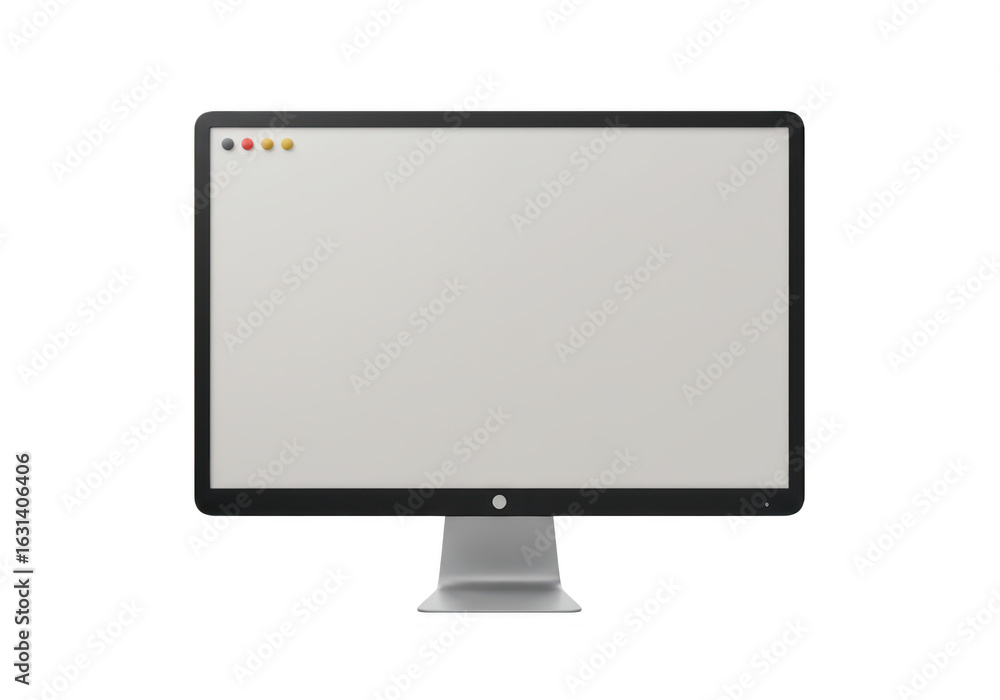 Poster modern computer monitor with a blank white screen, isolated on a transparent background, representin