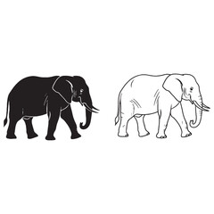 Elephant Graphic Collection - Essential Outline - Crisp Edges - Elephant silhouette - Elephant lineart - Elephant vector - vector set of Elephant

