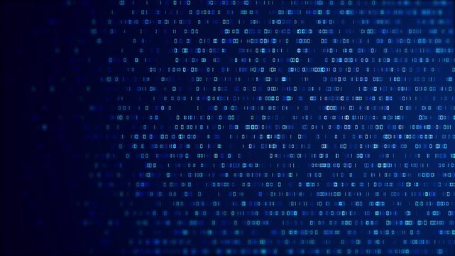 Flowing stream glowing binary code across deep blue background transmission of data, encryption, processing. for cyber space cybersecurity themes, digital communication, futuristic tech, programming - Powered by Adobe