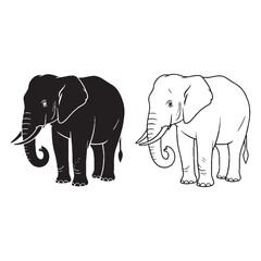 Obraz premium Elephant Graphic Study - Wild Majesty - Mysterious Aura - Elephant silhouette - Elephant lineart - Elephant vector - vector set of Elephant