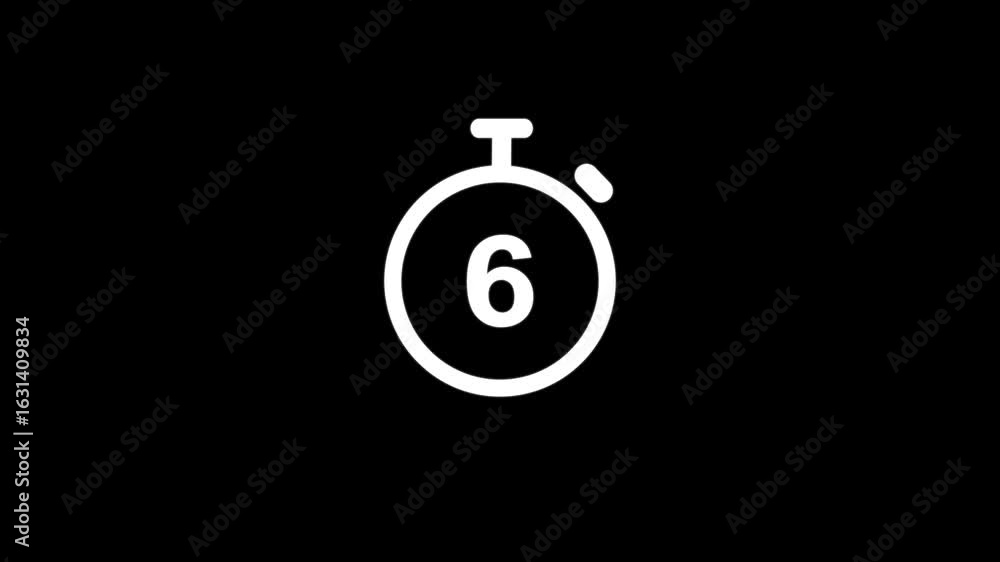 Poster 10 seconds countdown, analog of simple clean timer motion graphic with text numbers, in and out, exe