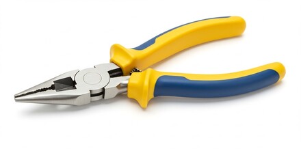Fototapeta premium Yellow and Blue Insulated Pliers on White Background