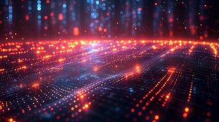Fototapeta premium Abstract glowing digital network background
