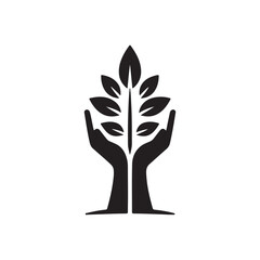 Hands Holding Tree Icon for Environmental Protection