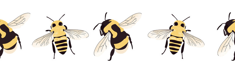 Bee icon border. Bee silhouette symbol. Bee border isolated on white background