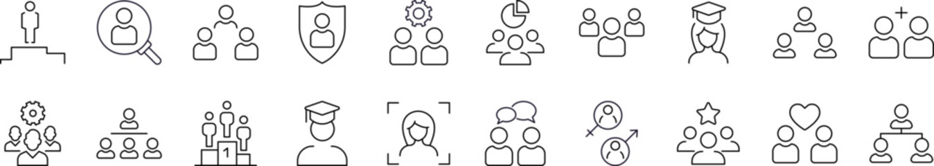 Related Outline Picture Set. Contains Icons of People, Employers, Couples, Hierarchy for Graphic Design, Web Sites, Cards, Books, Articles