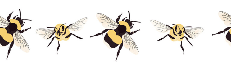 Bee icon border. Bee silhouette symbol. Bee border isolated on white background