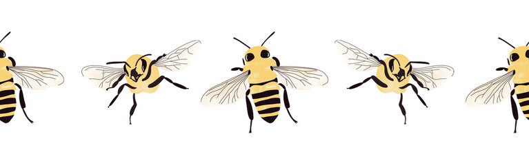 Bee icon border. Bee silhouette symbol. Bee border isolated on white background