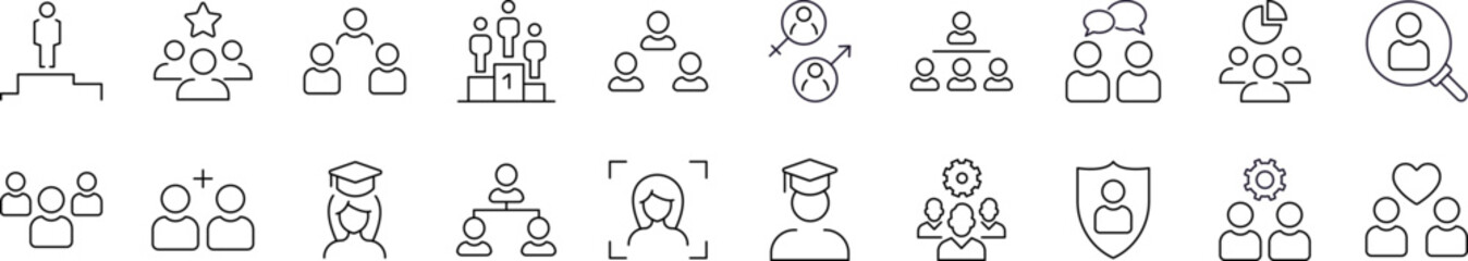 Related Simple Symbol Set. Contains Icons of People, Employers, Couples, Hierarchy for Graphic Design, Web Sites, Cards, Books, Articles