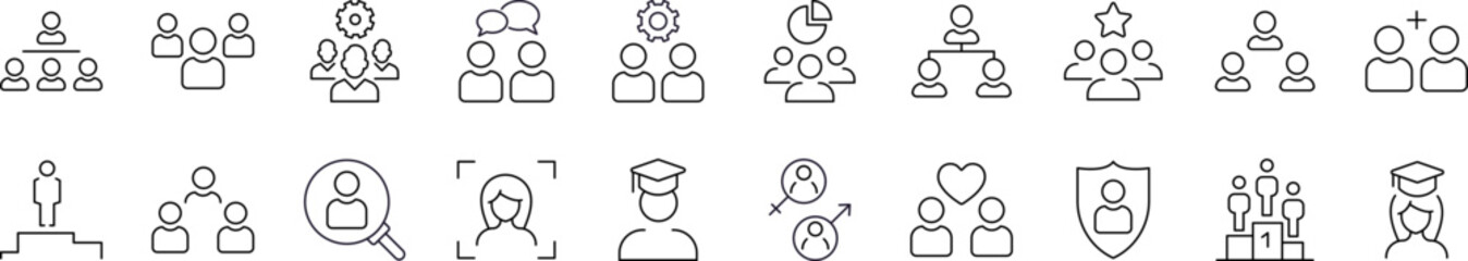Plakat Related Icon Set. Contains Icons of People, Employers, Couples, Hierarchy for Graphic Design, Web Sites, Cards, Books, Articles