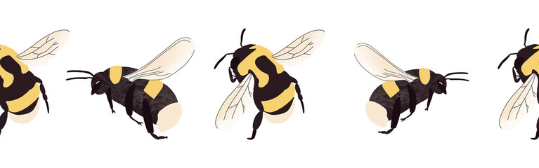 Bee icon border. Bee silhouette symbol. Bee border isolated on white background