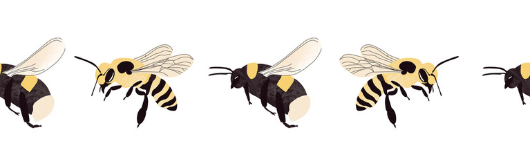 Bee icon border. Bee silhouette symbol. Bee border isolated on white background