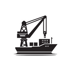 Cargo Ship Crane Icon for Port and Marine Logistics