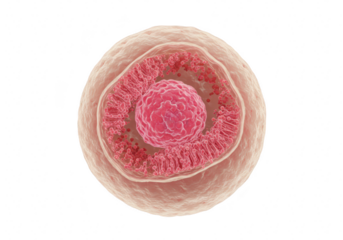 Microscopic view of a biological cell structure isolated on transparent background