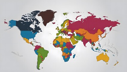 Fototapeta premium Colorful World Map Illustration A Detailed View of Global Geography, Countries, and Continents for Educational and Informational Uses