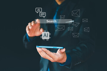 Obraz premium AI technology helps in searching for information quickly and accurately, analyzing and processing various data, smart technology