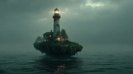 Monolithic digital lighthouse on a floating island 
