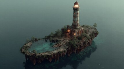 Monolithic digital lighthouse on a floating island 