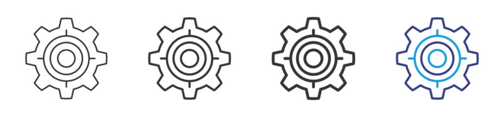 Settings Icon Set Illustration with Outline Style Variation