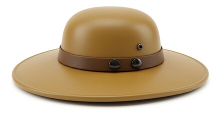 Fototapeta premium Gelber Hut strahlt sanftes Licht aus - Eleganter Sonnenschutz. AI Generated