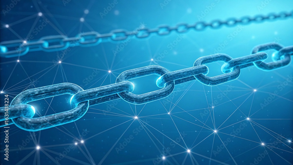Aufkleber a strong chain with interconnected links symbolizes security, connection, and the power of blockchai