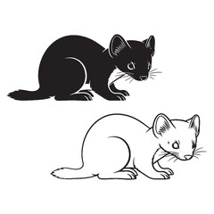 Fototapeta premium An Ermine Contour Assets - Professional Quality - Easy to Use - Ermine silhouette - Ermine lineart - Ermine vector - vector set of Ermine