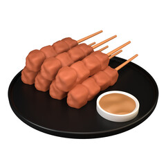 Skewer Satay 3D Illustration
