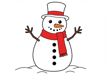 Froher Schneemann steht fr�hlich im Schnee leuchtend weiss. AI Generated