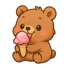 Fototapeta premium PNG Cute bear enjoying ice cream.