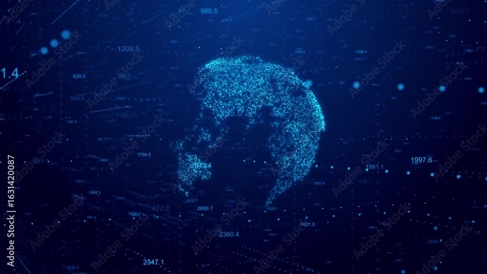 Poster futuristic 4k 3d hud digital planet earth globe maps world animation worldwide business connection s